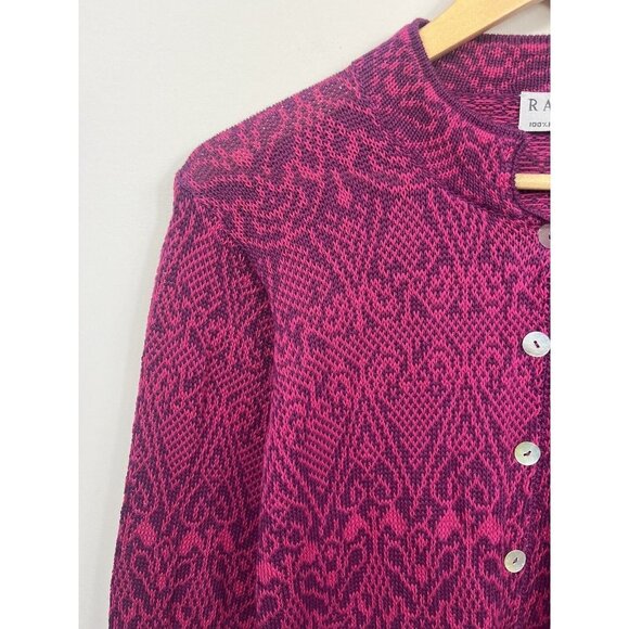 Raffa Womens Cardigan Sweater Size Small 100% Alpaca  Peruvian Pink Art To Wear - Picture 3 of 9